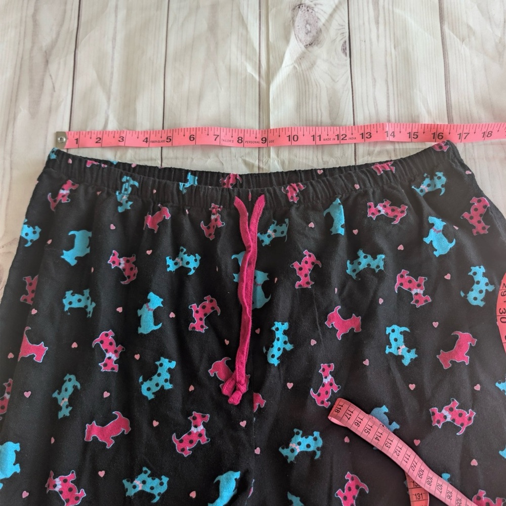 Women’s Pajama Bottoms Large 14/16 Classic Elements Black Scottie Dog Pink Pants - Picture 5 of 8
